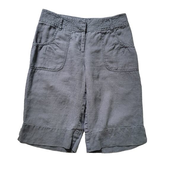 J.Jill Size	4 100% Linen Pale Blue Capri Pockets Casual Summer Beach Cruise - Picture 1 of 9